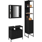  Set namještaja za kupaonicu 3 kom. Crni hrast Crna 33 x 33 x 185,5 cm | shoptok.hr