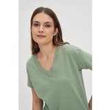 Marisse Cotton V-Neck T-Shirt In Olive Green | Shoptok.si