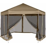  Šesterokutni šator sa stijenkama 3,6 x 3,1 m smeđesivi 220 g/m² | shoptok.hr