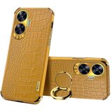 INORCO Za Realme C55 Ring Kickstand 6D Funda galvanizada Cocodrilo Textura Cuero + TPU Cubierta del teléfono, (22036270) Cene