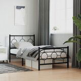 Maison Chic Kovinski Posteljni okvir - Enojna postelja - Postelja za odrasle z vzglavjem in vznožjem črn 90x200 cm-J80, (21771231) | Shoptok.si