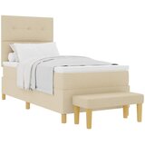  Krevet s opruga kutije s uzglavljem Krema 200 x 100 cm tkanina | shoptok.hr