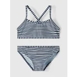 name it White-Blue Girls' Striped Two Piece Swimwear Felisia - Unisex