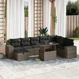 Maison Chic Seti vrtnega pohištva - Vrtna garnitura - Vrtni pohištvo set 9-delna z blazinami siv poli ratan, (21806496) | Shoptok.si