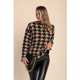 Fenzy mehak pulover s pepita vzorcem, kamelja | Shoptok.si