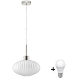  LED luster na sajli HARMA 1xE27/60W/230V, prečnika 30 cm, mat hrom/bela | Eponuda.com