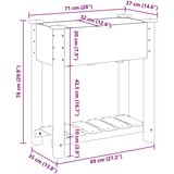 vidaXL Sadeći i saksije Prirodno drvo Drvo s oblogom 71 x 37 x 76.5 cm | shoptok.hr