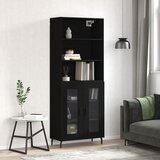 vidaXL Visoka komoda črna 69,5x34x180 cm inženirski les Cene