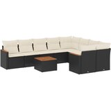  10-dijelni set vrtnih sofa s jastucima crni od poliratana | shoptok.hr