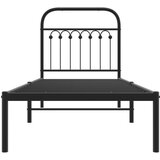  Metalni okvir za krevet s uzglavljem crni 75x190 cm | shoptok.hr