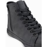 Ombre Men's high-top sneakers with matte texture and embossed logo - black | Shoptok.si