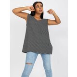 Fashion Hunters Black and white loose-fitting plus size top Cene