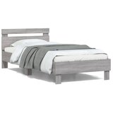 vidaXL Posteljni okvir z vzglavjem in LED siva sonoma 100x200 cm Cene