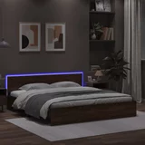  Okvir za krevet s uzglavljem i LED boja smeđeg hrasta 180x200cm
