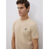 Reserved Slim fit majica kratkih rukava s vezom - bež | shoptok.hr