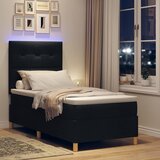  LED Box Spring Krevet s uzglavljem Crna 90 x 200 cm tkanina | shoptok.hr