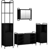  Set ormarića za kupaonicu 4 kom. Crni hrast 40 x 36 x 200 5 cm - Crni hrast Ormar ispod sudopera (1 vrata i 2 police) + viseći o | shoptok.hr