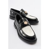 LuviShoes BLOSS Black-White Matte Patent Leather Women's Loafer Cene