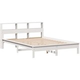 vidaXL Krevet s regalom z knjige bez madraca bijeli 140x190cm borovina | shoptok.hr