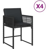 vidaXL Vrtni stoli z blazinami 4 kosi črn poli ratan | Shoptok.si