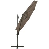  Konzolni suncobran sa stupom i LED svjetlima 300 cm smeđesivi | shoptok.hr