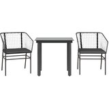 vidaXL 3-dijelni vrtni blagovaonski set s jastucima od crnog | shoptok.hr