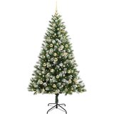 vidaXL Umjetna jelka s pantenom i pahuljicama Zelena i bijela 180 cm | shoptok.hr