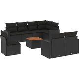  9-dijelni set vrtnih sofa s jastucima crni od poliratana | shoptok.hr