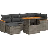  7-dijelni set vrtnih sofa poliratan i bagrem s jastucima sivi | shoptok.hr