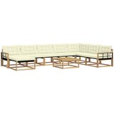  Set vanjskih sofa 9 kom. Bijela i krem Čvrsto drvo akacije | shoptok.hr