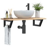  Zidna polica za umivaonik od čelika i masivnog bagremovog drva Smeđa 80 x 40 x 2 cm | shoptok.hr