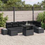 vidaXL Baštenska sofa set Set od 8 Crna Poli ratan, Staklo | shoptok.hr