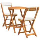 vidaXL 3-dijelni sklopivi bistro set s jastučićima od čvrstog bagremovog drva | shoptok.hr