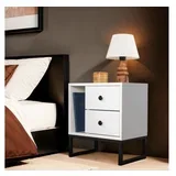 noćni ormarić glimmer - white, black whiteblack nightstand
