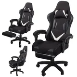 Gaming Stol črna s izvlečnim nasloncem za noge – ergonomska, nosilnost 150 kg