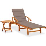 Maison Chic Vrtni Ležalnik - Sončna ležalnik z mizico in blazino trden akacijev les, (22043017) | Shoptok.si