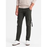 Ombre Men's STRAIGHT LEG cargo pants with striped pockets - graphite Cene