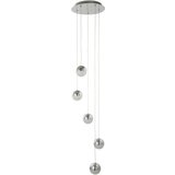 Searchlight Marbles Integrirana LED viseča svetilka s 5 spiralnimi lučmi, kromirana, zdrobljeno ledeno steklo, (22101172) | Shoptok.si
