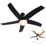 QAZQA Stropni ventilator črne barve z daljinskim upravljalnikom - Cool 52 Cene