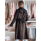 DStreet Płaszcz damski długi z paskiem SLIMFOTA czarny | Shoptok.si