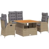  4-dijelni vrtni blagovaonski set od poliratana s jastucima bež | shoptok.hr