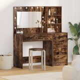 vidaXL 2-delni set toaletne mize z LED svetlobo iz dimljenega hrastovega lesa, (22055041) | Shoptok.si