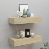 vidaXL Stenska polica s predalom 2 kosa hrast 60x23,5x10 cm mediapan Cene