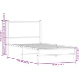 Metalni okvir kreveta bez madraca smeđi hrast 75x190 cm | shoptok.hr