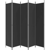 Sobna Paravan 5-delni 250x220 cm črno blago, (20595040) | Shoptok.si