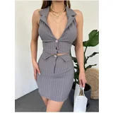 Modamorfo Two-piece Set with a Vest and a Striped Skirt