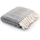  Pamučni pokrivač s uzorkom riblje kosti 125 x 150 cm modri | shoptok.hr