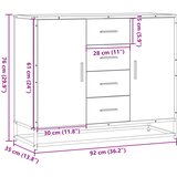  Komoda dimljeni hrast 92x35x76 cm konstruirano drvo | shoptok.hr