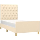  Posteljni okvir z vzglavjem krem 80x200 cm blago, (20907079) | Shoptok.si