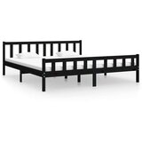  Posteljni okvir črn iz trdnega lesa 160x200 cm, (20606016) | Shoptok.si
